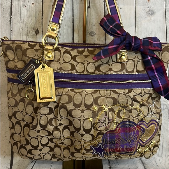 Coach Handbags - Coach Poppy Tartan Plaid Glam Tote Women's Bag